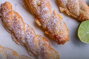 Deliciosas cañas de limón, hojaldre crujiente con relleno cítrico dulce, elaboradas artesanalmente en Panadería El Molino, Cali.