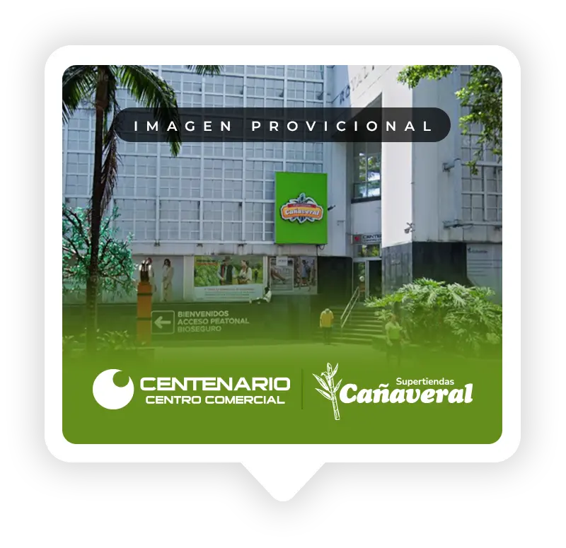 Tarjeta de ubicación con la fachada de la sede Centenario de Panadería El Molino en Cali, Valle del Cauca.