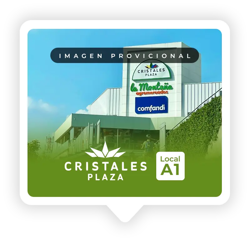Tarjeta de ubicación con la fachada de la sede Los Cristales de Panadería El Molino, Cali.
