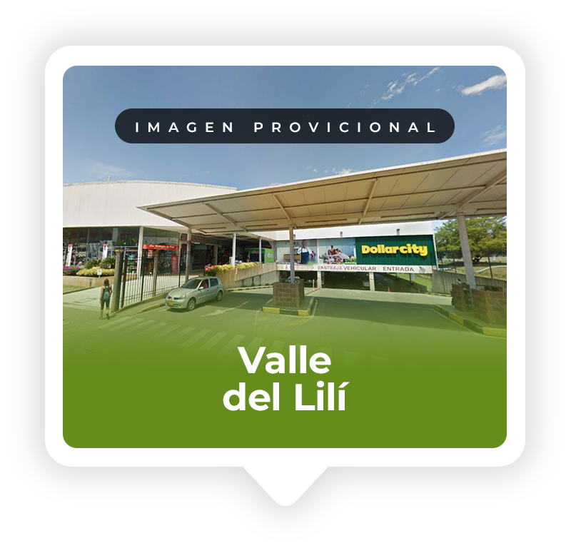 Tarjeta de ubicación con la fachada de la sede Valle del Lilí de Panadería El Molino en Cali, Valle del Cauca.